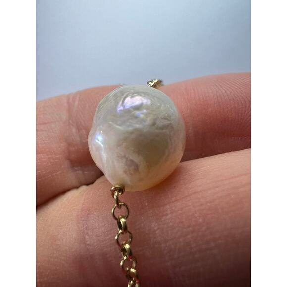 Baroque cultured pearl station toggle bracelet in gold over sterling silver - Picture 5 of 11